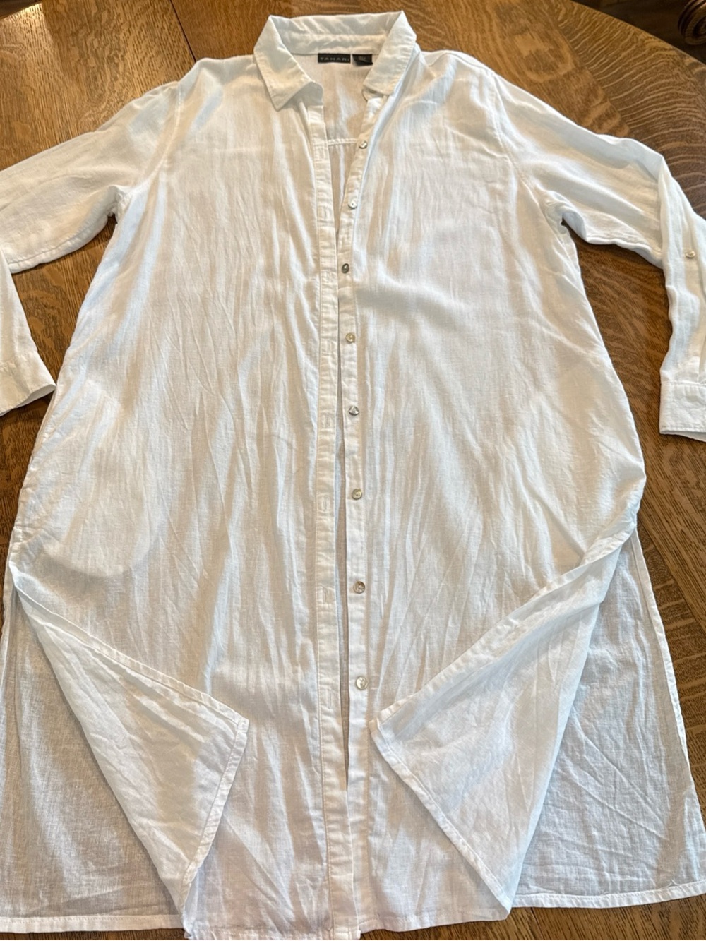 Tahari White Longline Button-Front Shirt Dress
